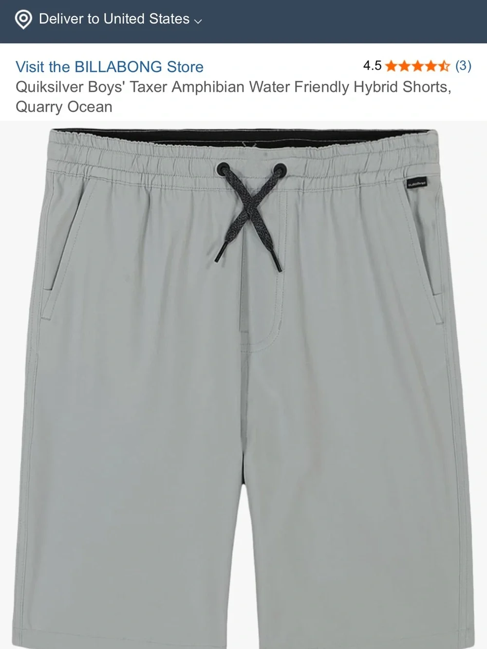 Quiksilver Kids Swim Trunks in Black and Light Gray
